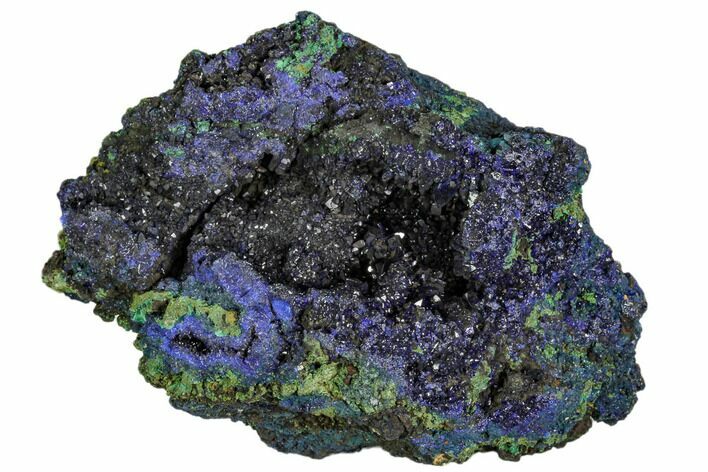 Sparkling Azurite Crystals With Malachite - Laos #107204